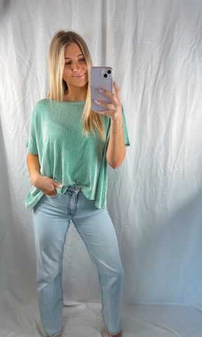 Ribbed Oversized Kelly Green Top