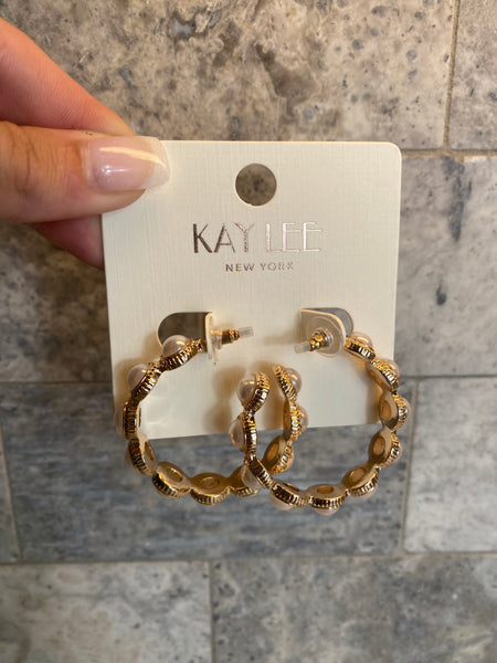 Gold & Pearl Hoop Earrings