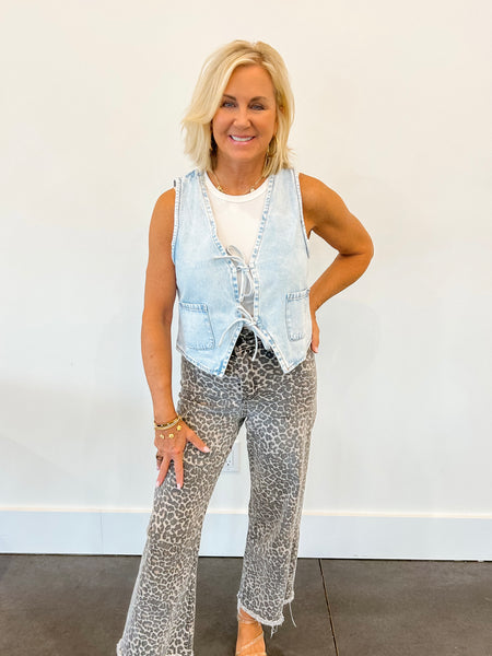 Front Tie Denim Top