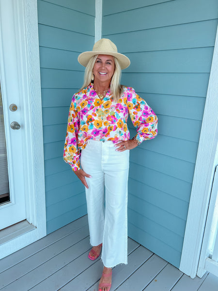 Shore About It Lavender Multi Collar Blouse