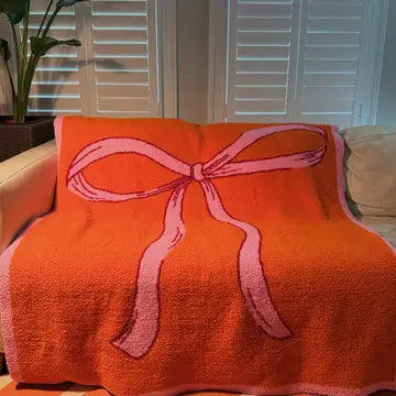 Orange & Pink Cozy Bow Blanket