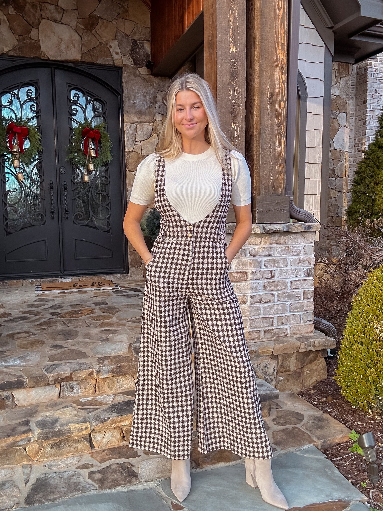 Like Clockwork Houndstooth Jumpsuit