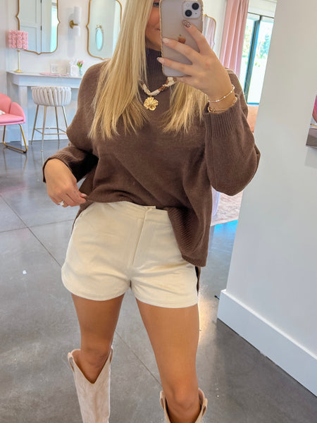 The Valerie Suede Cream Shorts