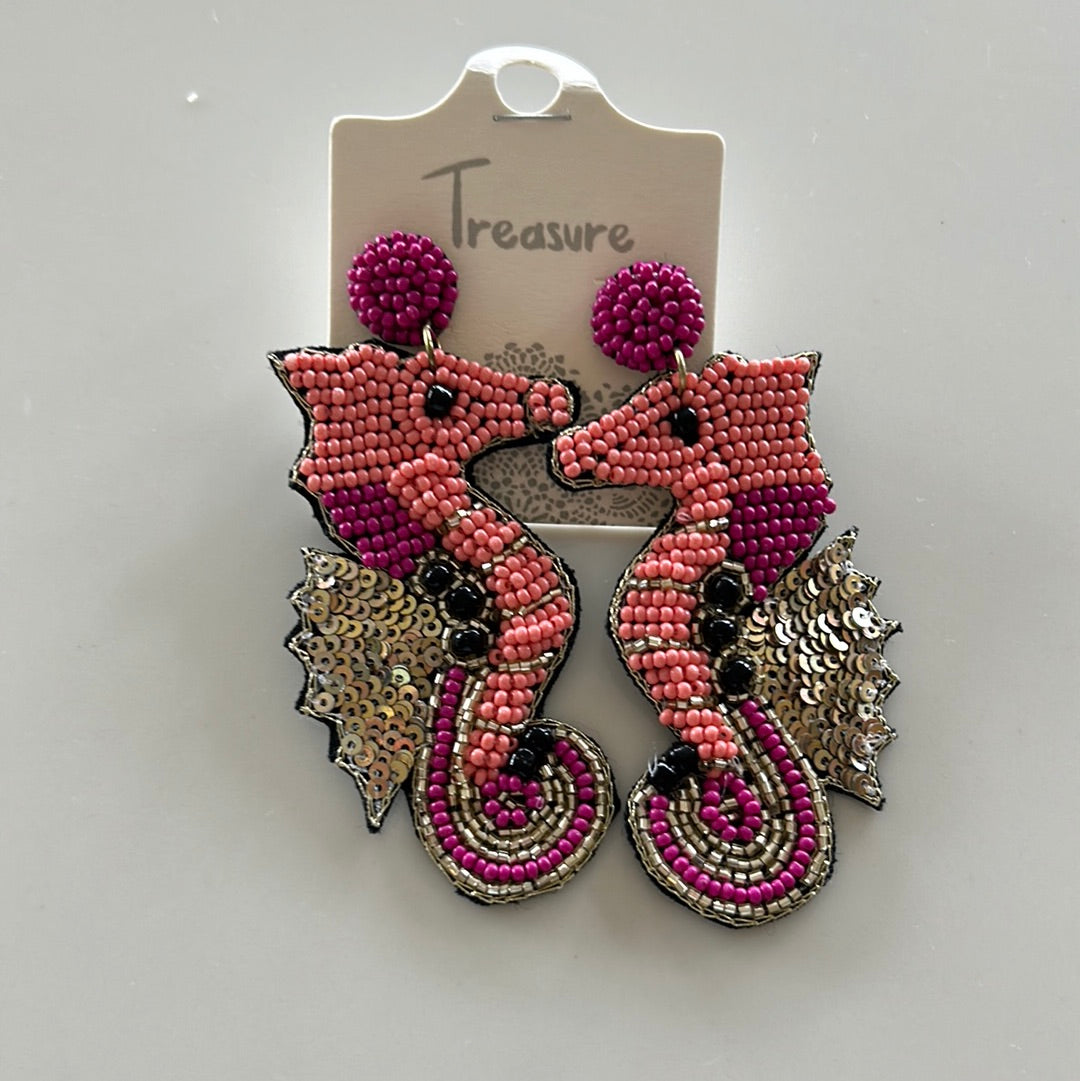 Beaded Seahorse Earrings