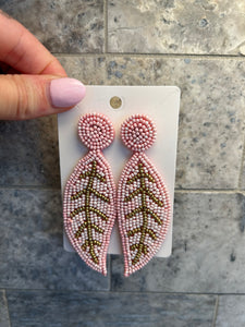 Beaded Pink Leaf