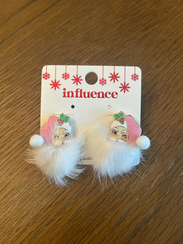 Pink Santa & Fur Earrings