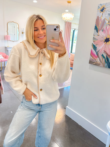 Sherpa Jacket With Oversized Peter Pan Collar