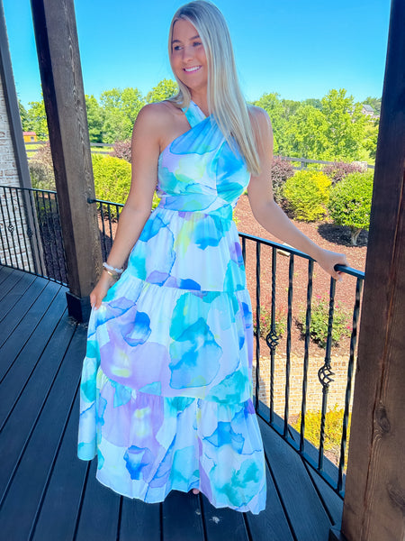 Pretty In Paradise Watercolor Maxi Dress