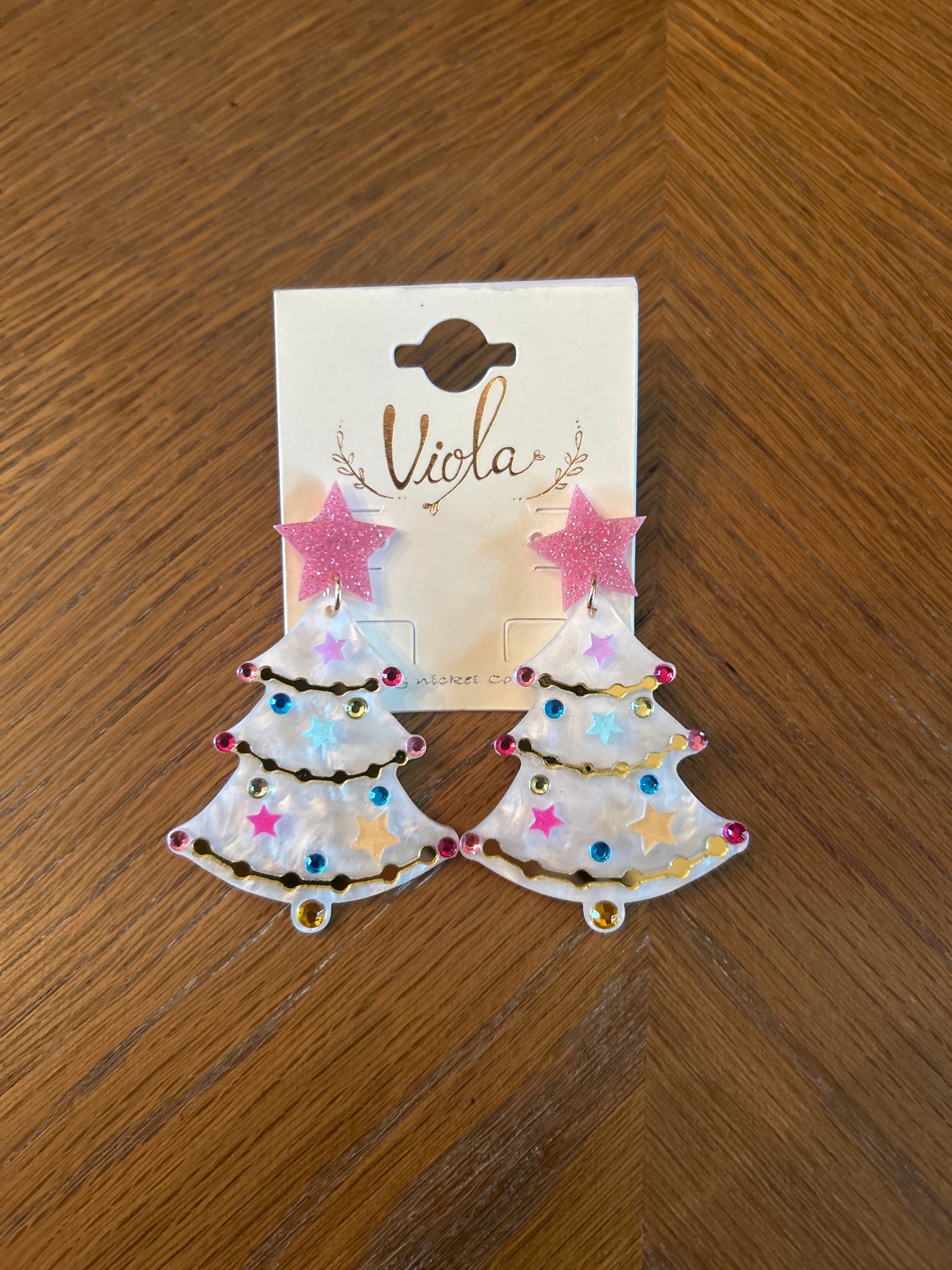 Multi Color Christmas Tree Earrings