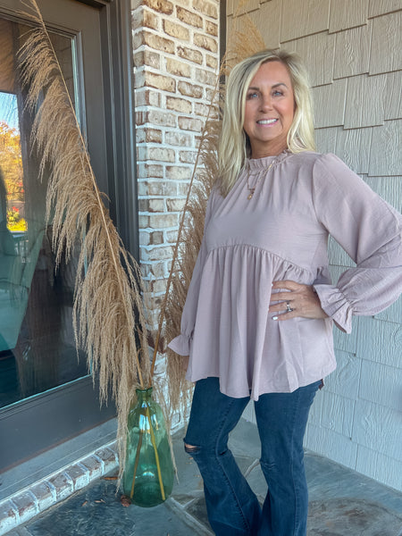 Taupe Oversized Badydoll Top