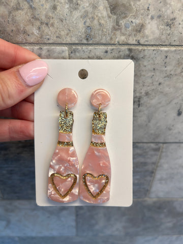 Heart Print Acrylic Bottle Earrings