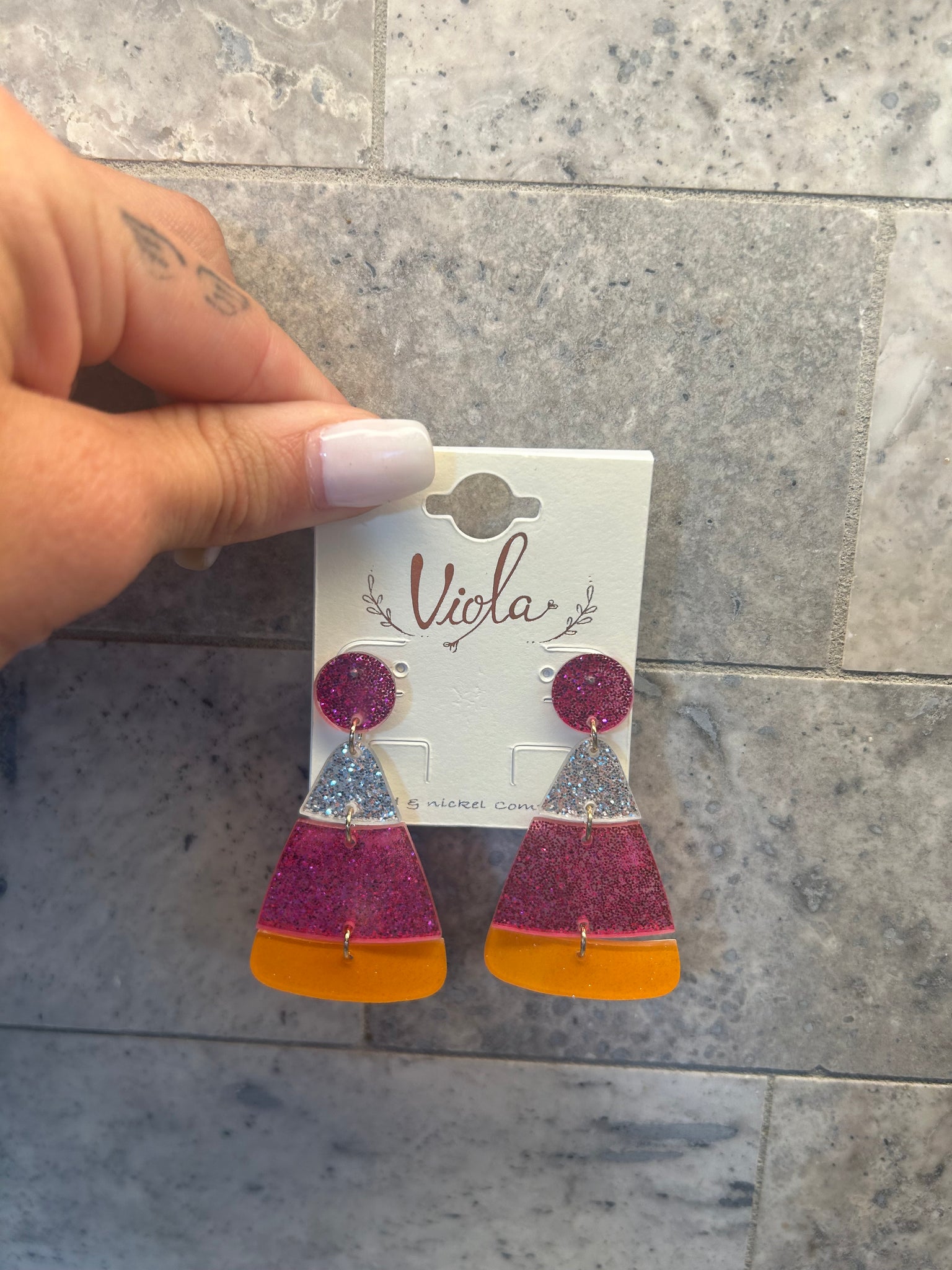 Glitter Candy Corn Earrings