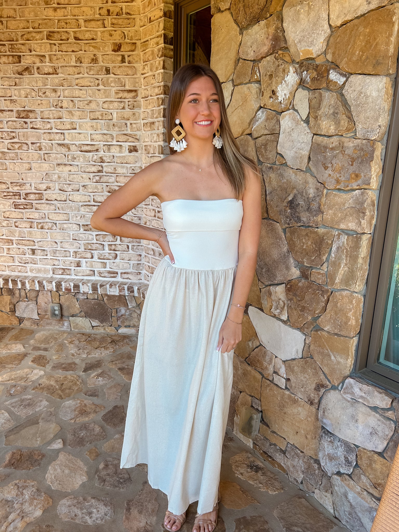 Coco Cabana Strapless Fold Over Midi Dress
