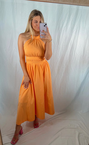 Summer Gelato Orange Halter Neck Midi Dress