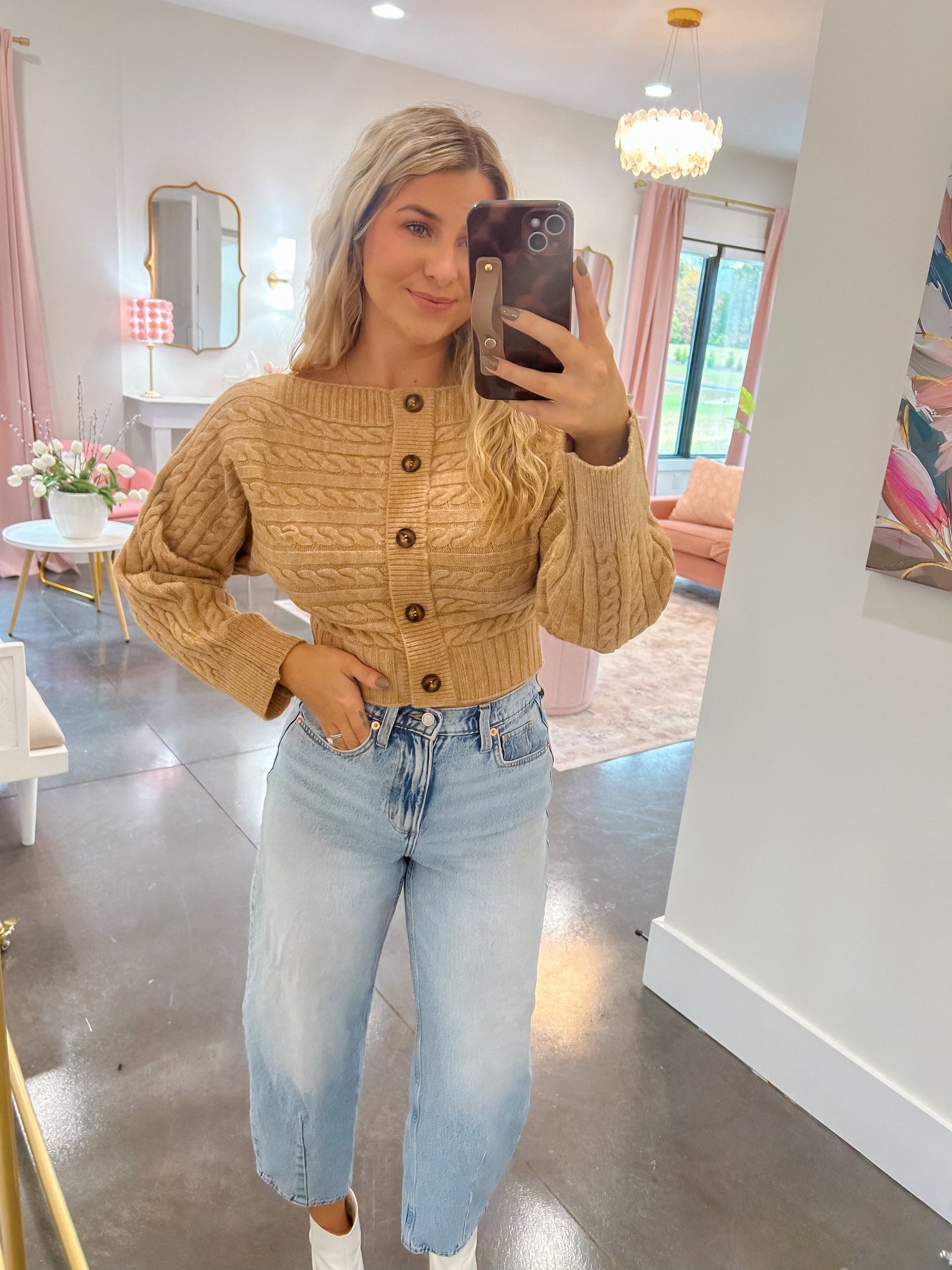 Misty Morning Off The Shoulder Beige Sweater