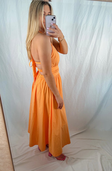 Summer Gelato Orange Halter Neck Midi Dress