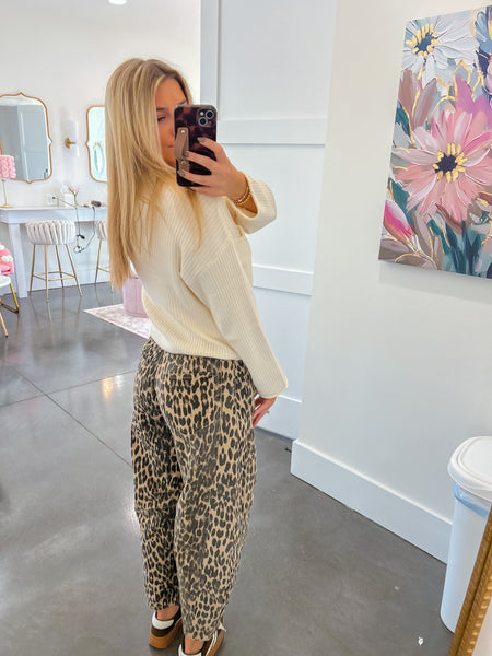 The Jenna Leopard Barrel Jeans