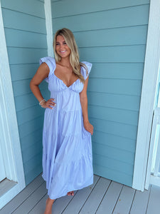 Brunch On The Coast Lavender Flutter Sleeve Dress