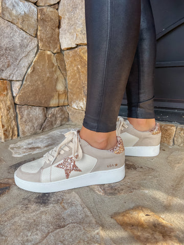 The Liberty Beige Glitter Star Sneaker