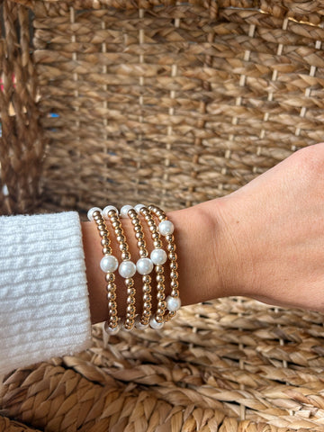 Gold & Pearl Five Piece Bracelet ￼