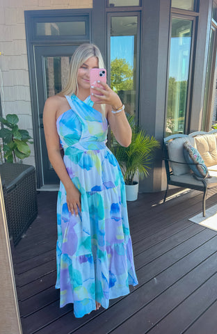 Pretty In Paradise Watercolor Maxi Dress