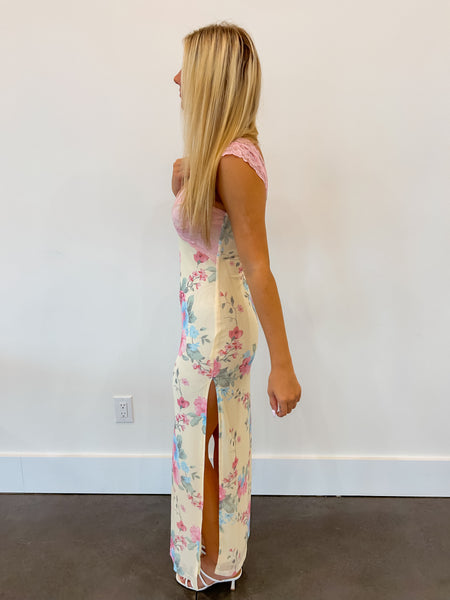 Mesh Floral Lace Maxi Dress