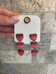 Three Tiered Strawberry Earrings