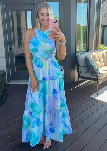 Pretty In Paradise Watercolor Maxi Dress