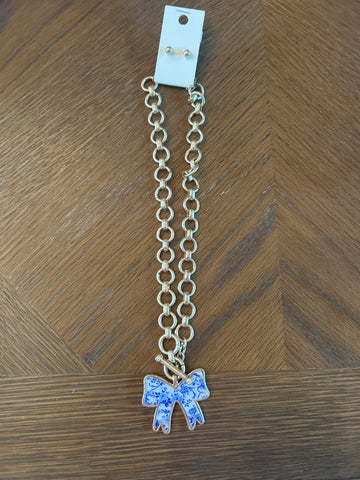 Bow With Chinoiserie Necklace