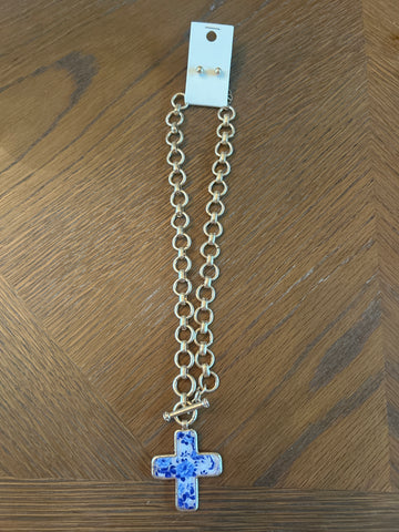 Cross With Chinoiserie Necklace