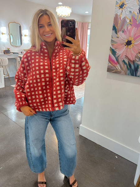 Red Multi Checkered Woven Jacket