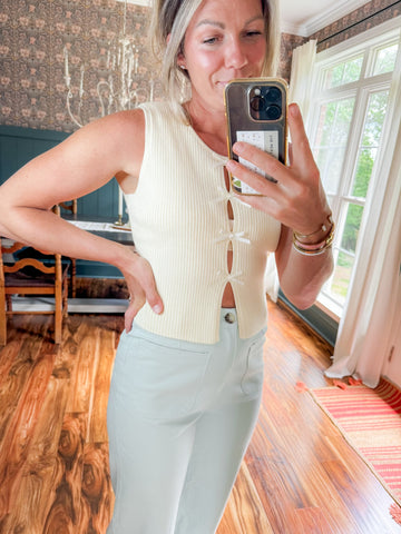 Pretty Little Bows Ribbed Sweater Top