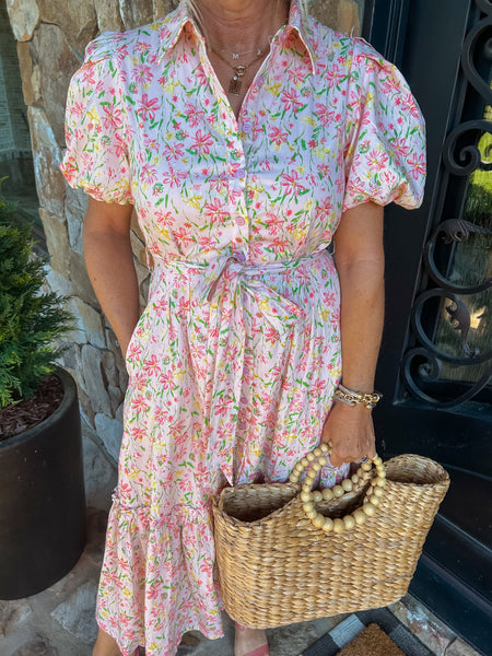 Friendly Smiles Floral Button Down Dress