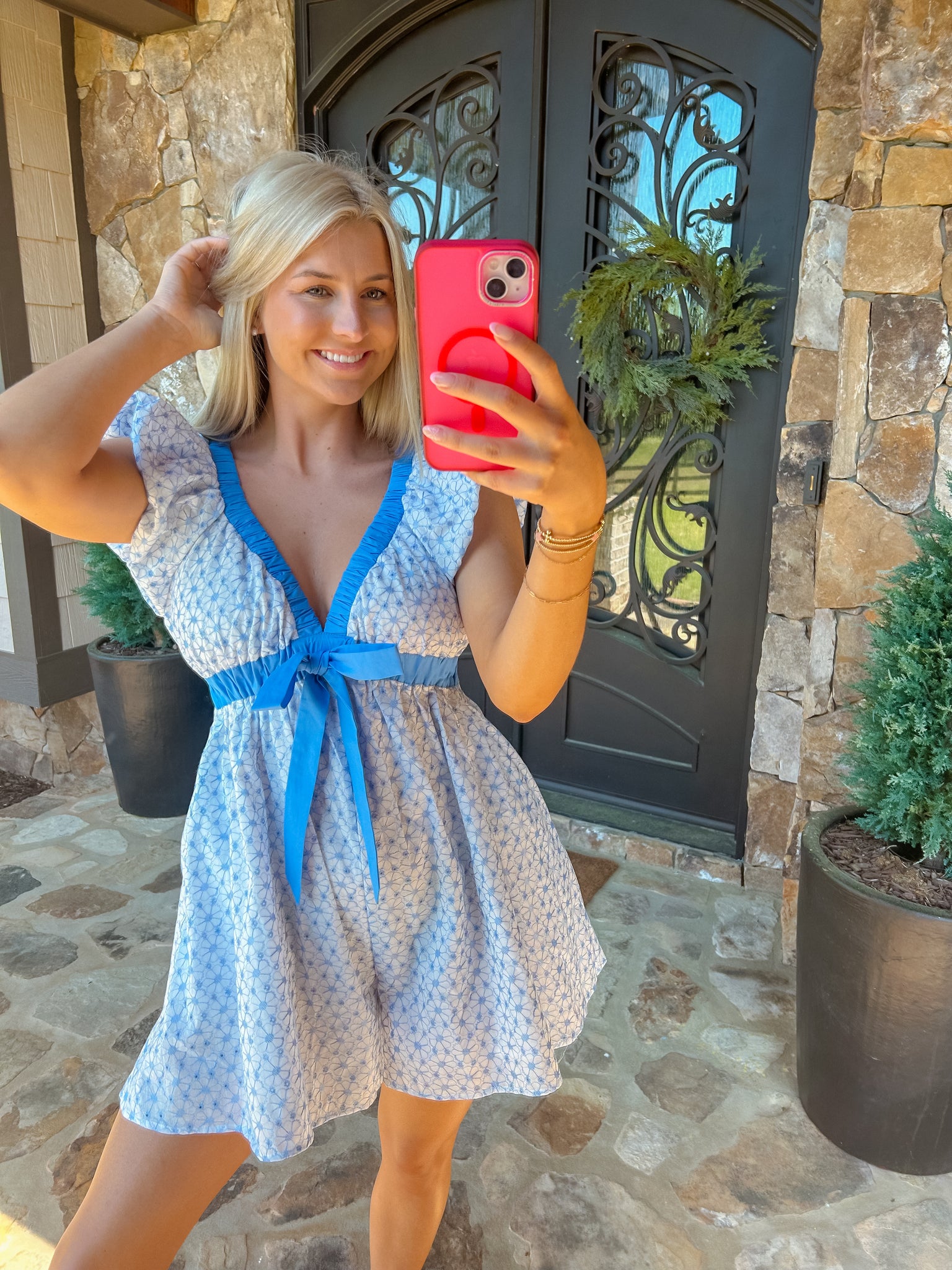 Sweet Garden Floral Sky Blue Romper