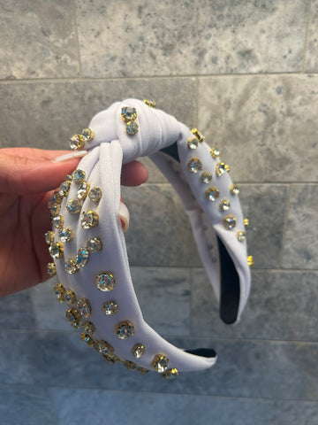 White Headband With Diamond Detail