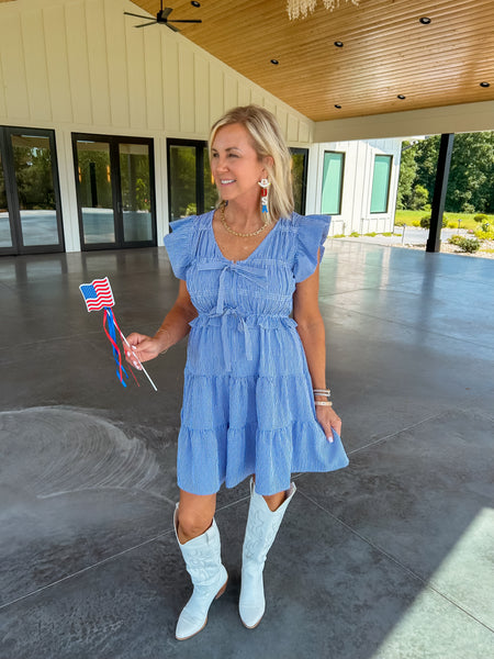 Sunday Check-In Navy Gingham Mini Dress