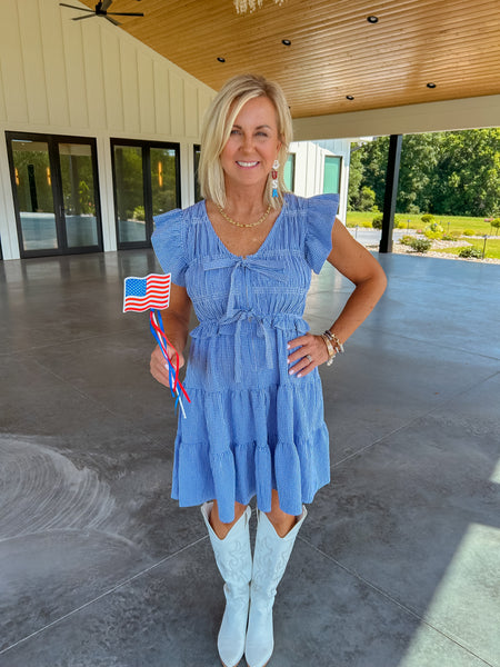 Sunday Check-In Navy Gingham Mini Dress