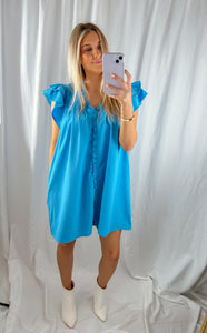 Bayside Bliss Ruffle Blue Dress