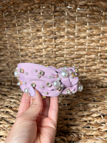 Lavender Headband With Pearl & Diamond Detail