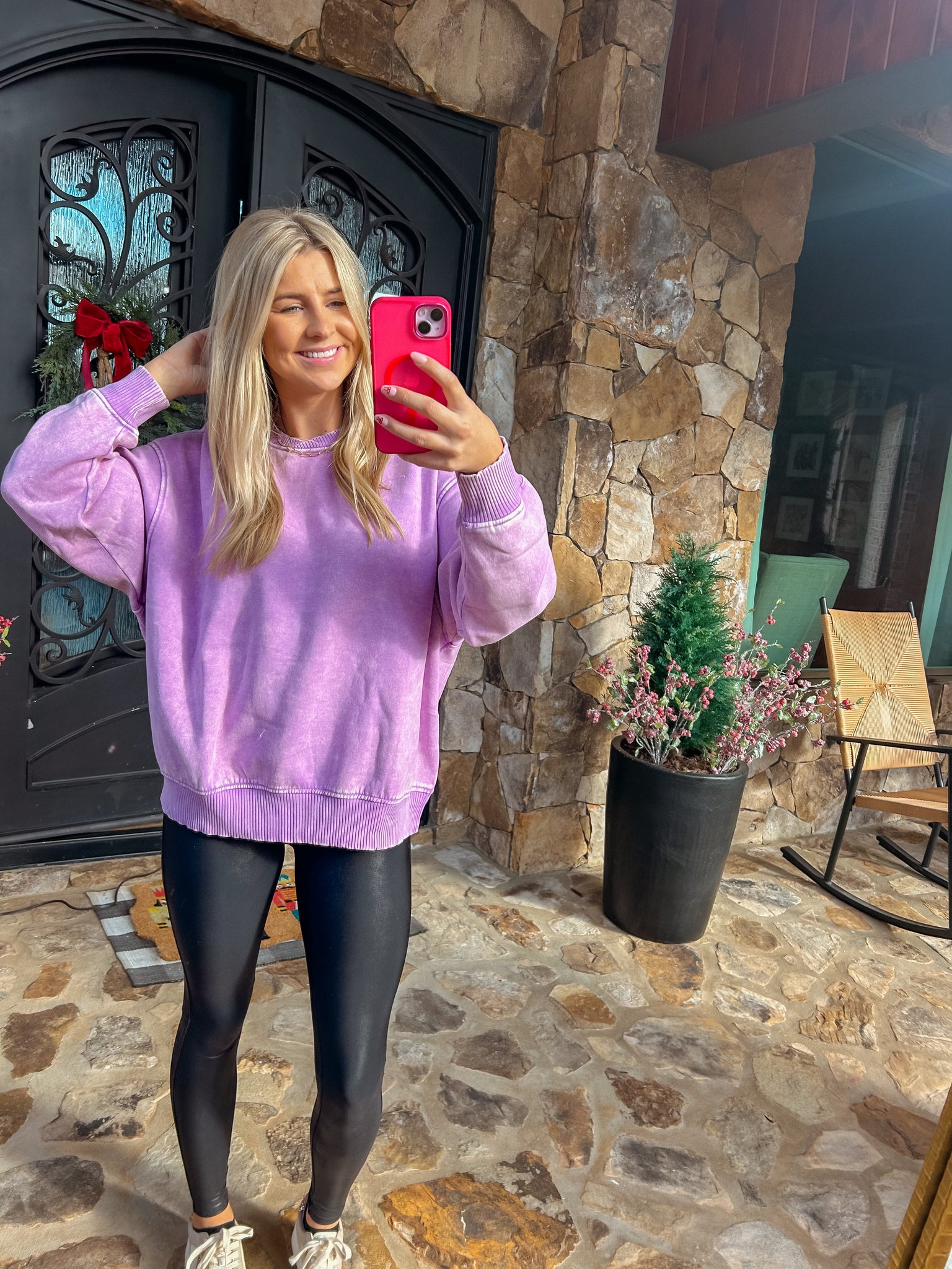 Simply Cozy Lavender Acid Wash Oversized Pullover