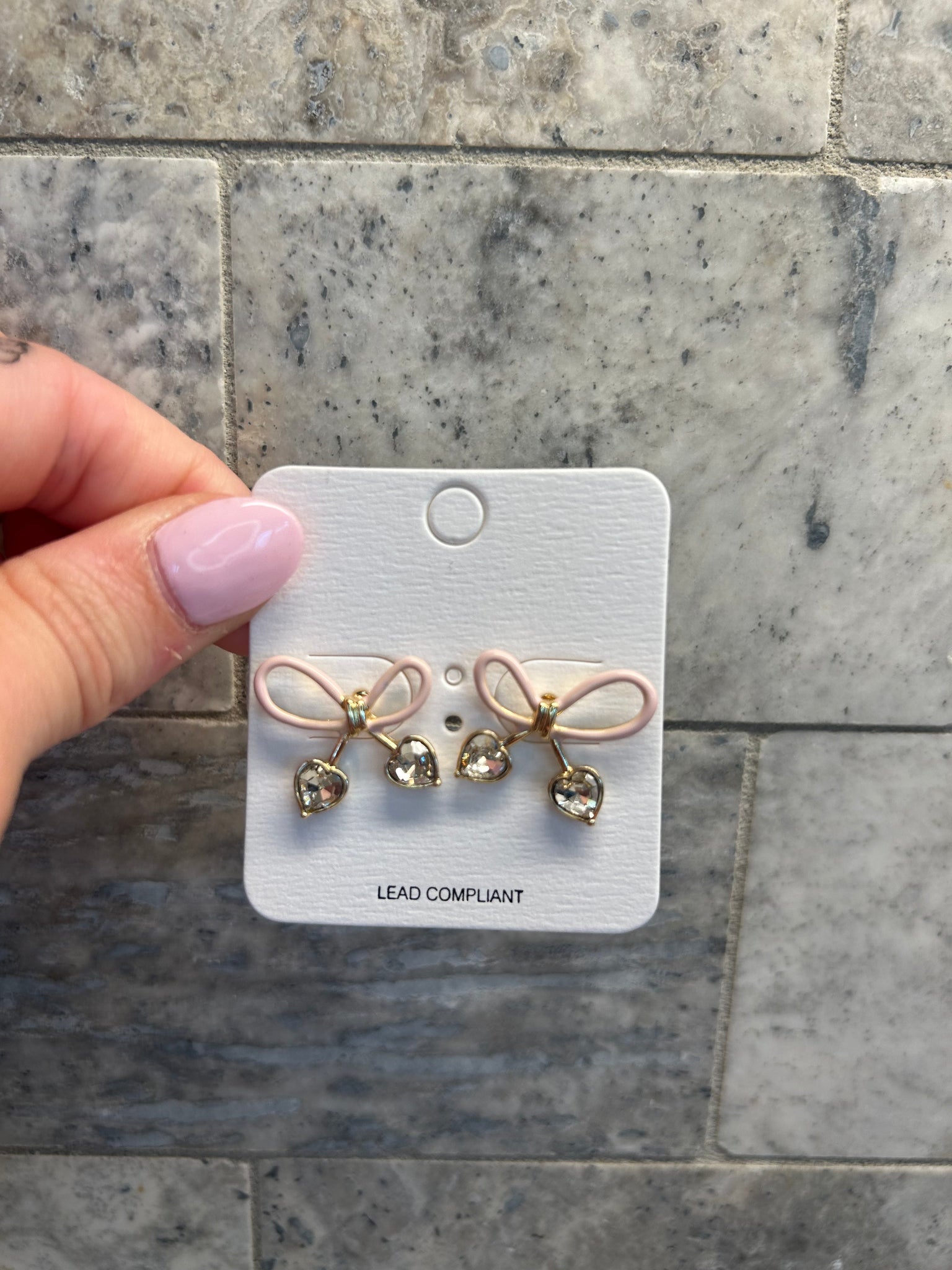 Dainty Pink Diamond Bow earrings