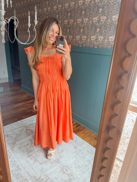 On Tropic Time Cantaloupe Midi Dress
