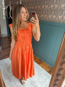 On Tropic Time Cantaloupe Midi Dress
