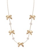 Linked Bow & Baroque Pearl Necklace