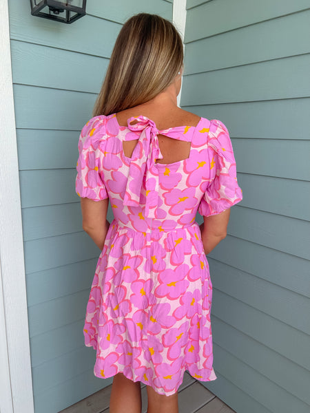 Keep It Fun Pink Flower Print Dress