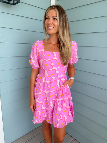 Keep It Fun Pink Flower Print Dress
