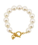 Pearl & Gold Bead Bold Pearl Toggle Bracelet