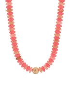 Light Pink Metal & Color Rondelle Beads Necklace