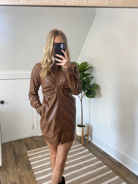 Roasted Pecan Faux Leather Dress